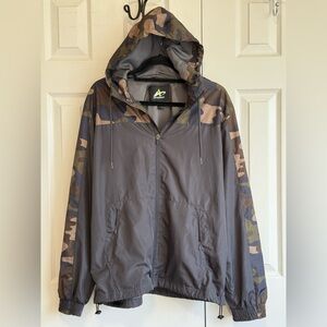 Athletech Camouflage Zip-Up hooded windbreaker Jacket. L